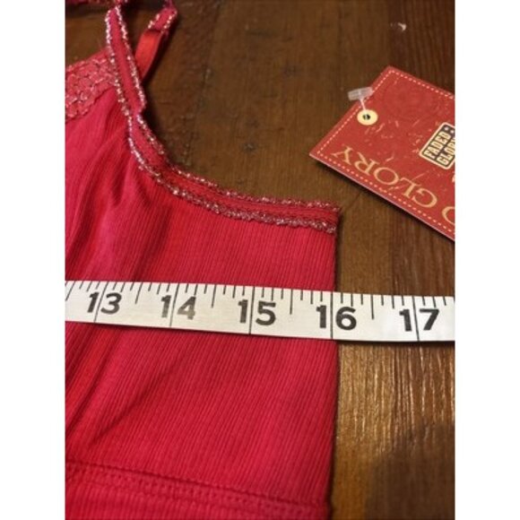 Retro Faded Glory Red Rib Lace Tank Size Large New Old Stock 90s2000 - Picture 5 of 8